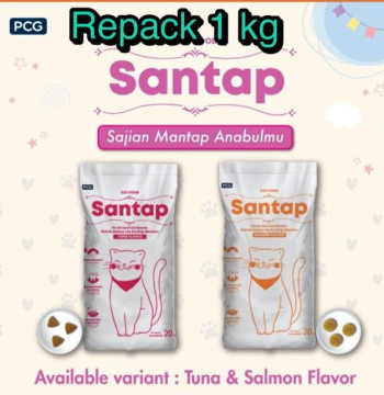 ☑️SANTAP CAT FOOD ADULT SALMON 1 KG - REPACK